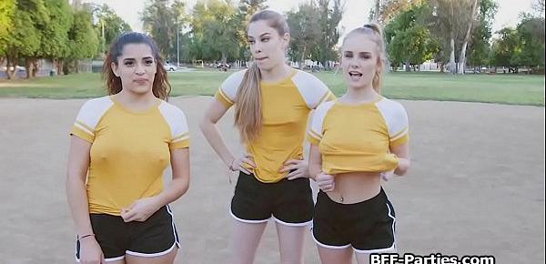  Relay race training ends with foursome blowjob